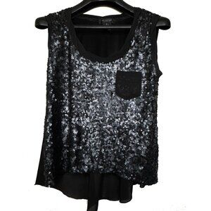 Sequin & Chiffon Sleeveless Top